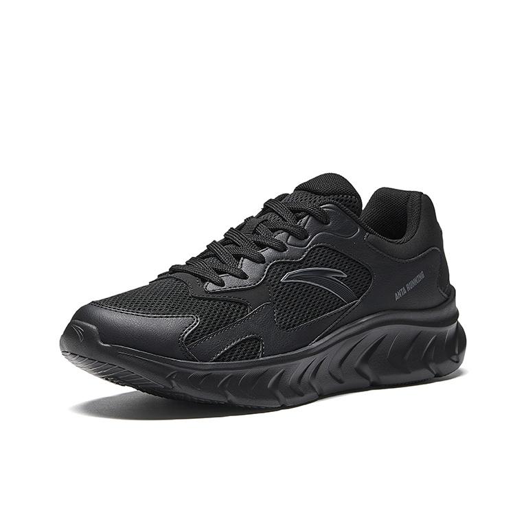 Anta Comfortable Versatile Shock Absorbing Wear Resistant Low Top Casual Running Shoes Men Sneakers Basic-Black 912545503-4