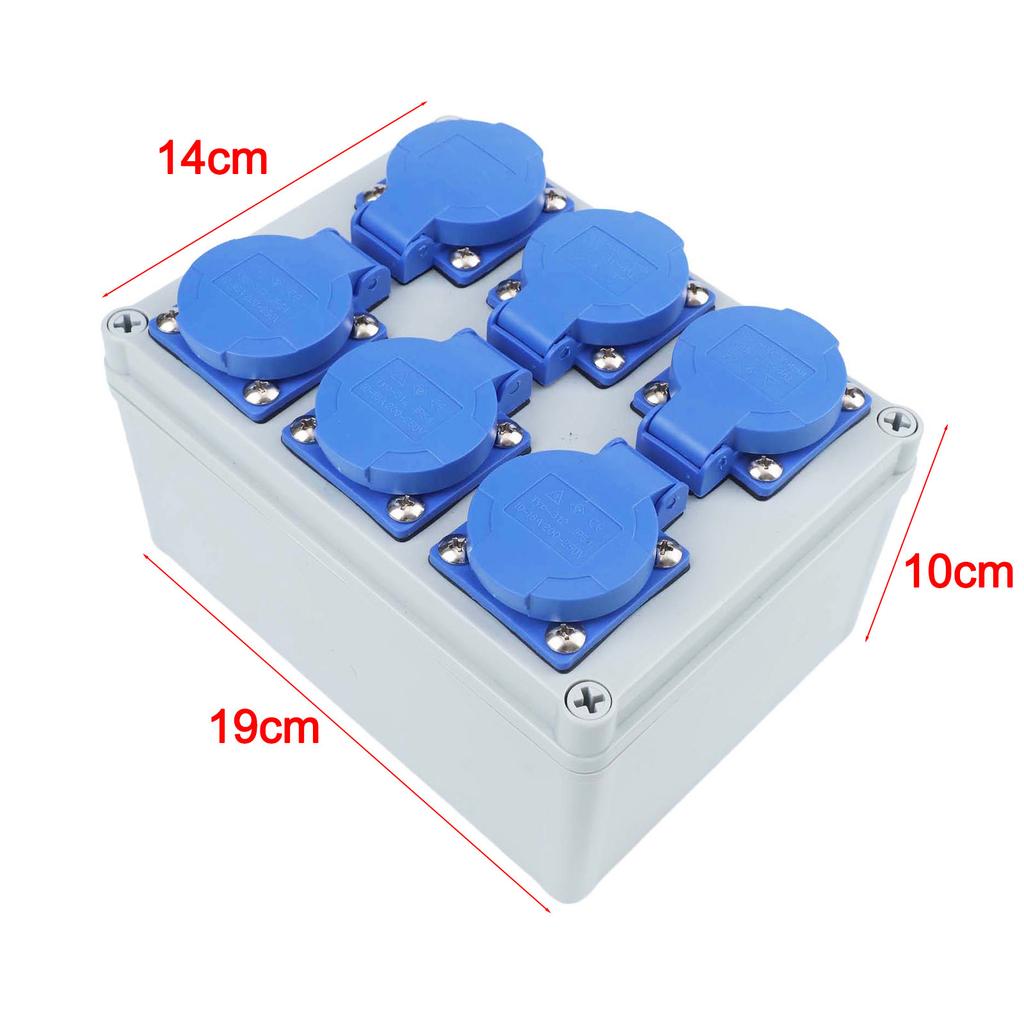 Shock Resistant Power Outlet 6x230V Socket Waterproof And Dustproof Flame-retardant Plastic Long-lasting Protection