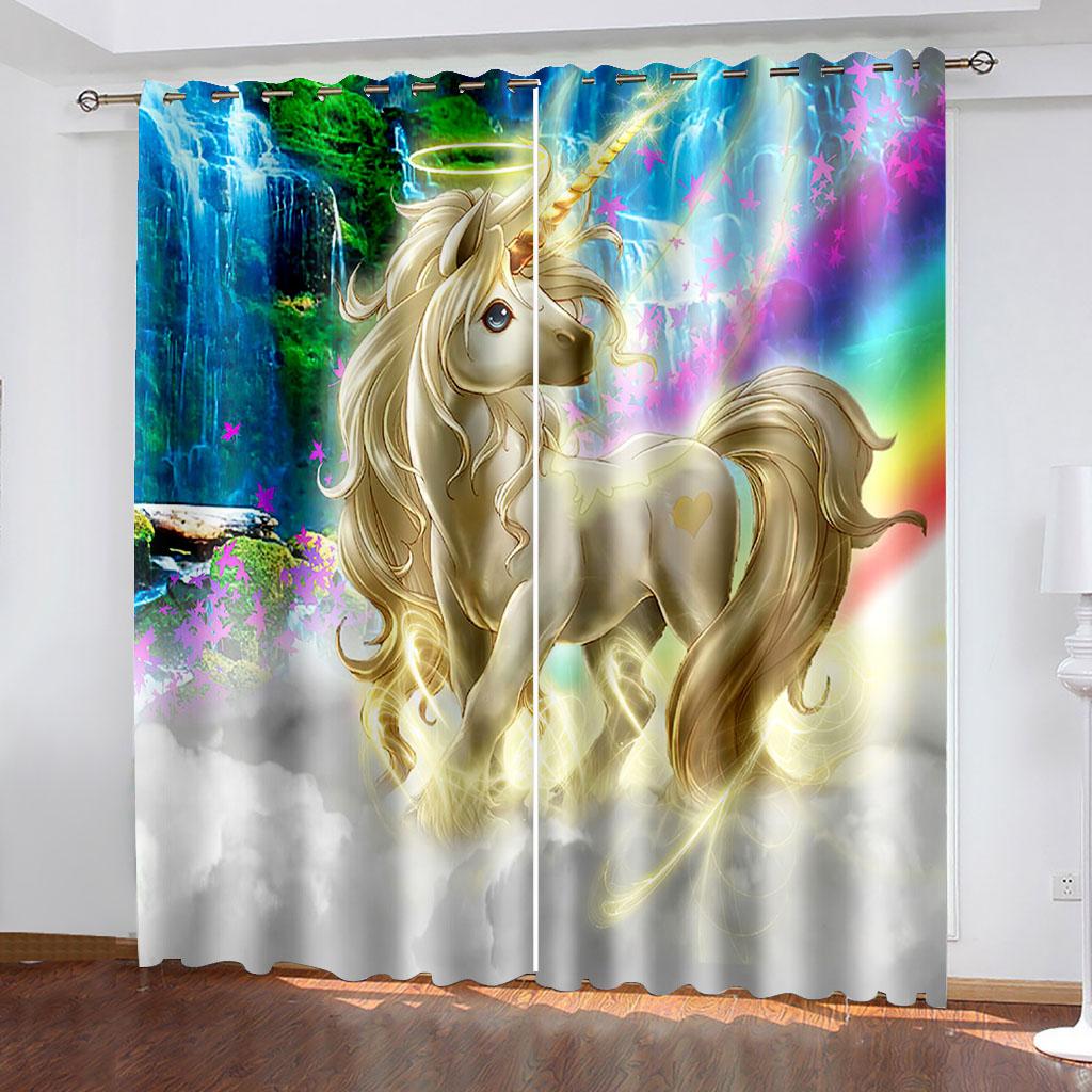 Blackout Curtains for Living Room Bedroom Kitchen Fantastic Unicorn Window Curtains Darkening Drapes Cortinas Para La Sala
