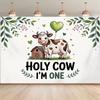 2D Holy Cow I'm One Backdrop for Kids 1st Birthday Photography Background