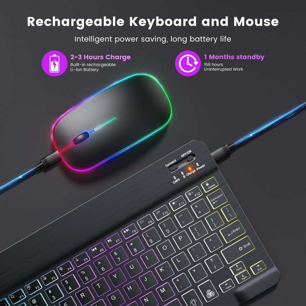 Colorful Bluetooth Magic Keyboard & Mouse Set for Mobile & Tablet
