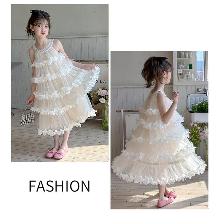 Girl Princess Dress 2026 Spring/Summer New Flower Birthday Dress Girl Fairy Yarn Dress Children's Cake Dress