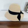 Small Fresh Pearl Bow Dome Sunscreen Straw Hat Basin Hat Bucket Hat Women's Straw Woven Travel Straw Hat