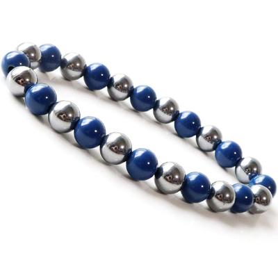 Terahertz Erz Hokutolite Blau Blau Armband 8mm Ferninfrarot Kraftstein Innenumfang 18cm [GOLDSTEIN] Ca.