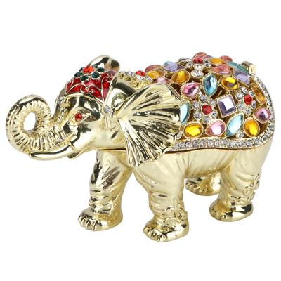 Caixa de joias de elefante com strass e joias de animais, porta-joias para mulheres e meninas