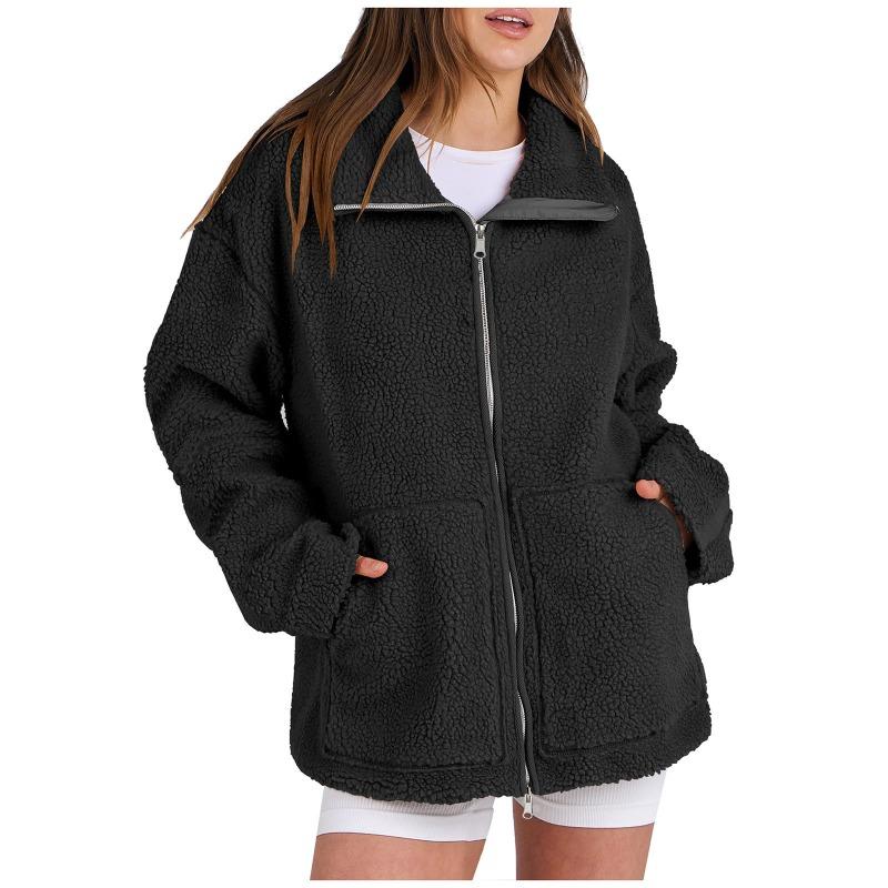 Women's Autumn and Winter New Fashion Loose Cashmere Personalized Casual Outdoor Zipper Jacket