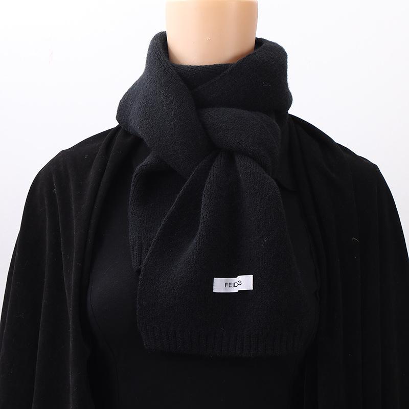 Scarf Female Winter Ins Wind Solid Color Knitted Warm Versatile Student Winter Small Scarf Male