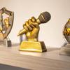 Small Golden Microphone Trophy Singing Competitions Craft Souvenirs  Kindergarten Kids Gift