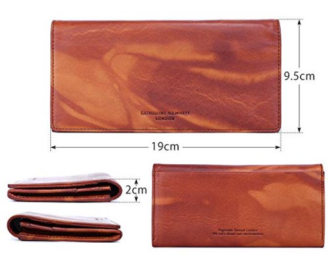 Portefeuille Long FLUID Katharine Hamnett London, 490-59203, Marron Foncé, Fabriqué en Cuir Italien Premium Tanné Végétal