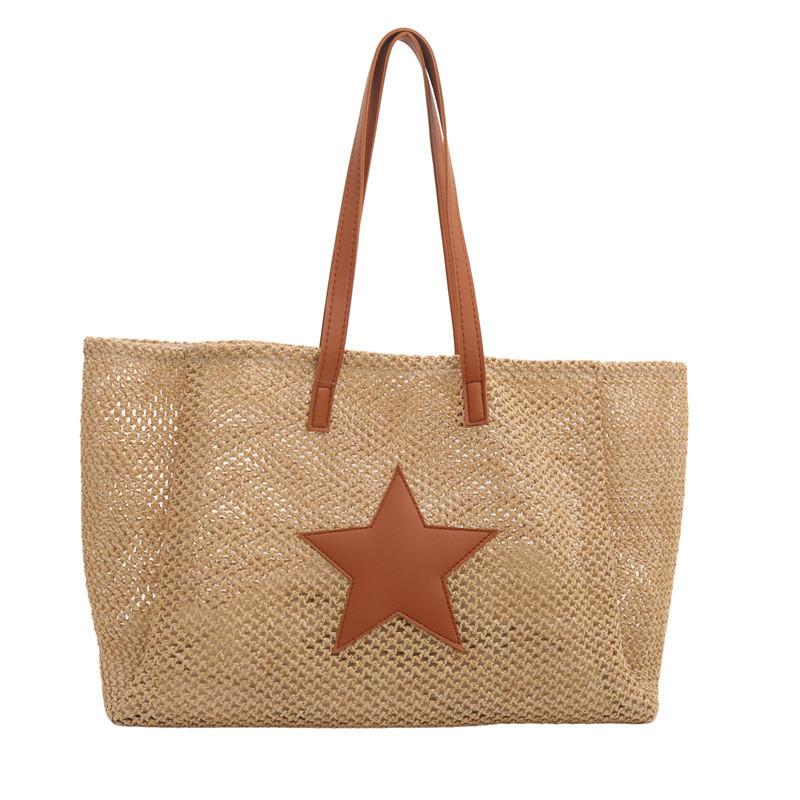 Chic Urban Simple Style Woven Tote Bag Vintage Fashion Summer 2024 Large Capacity