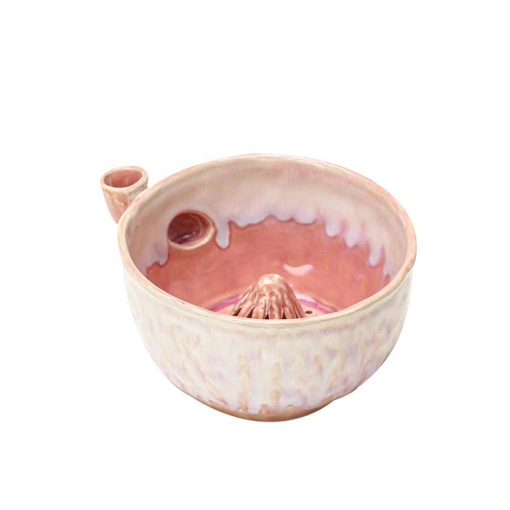 Large Capacity Ceramic Berry Washer Integrated Drainage Hole Food Cleaning Basin  Kitchen Tool Pink 16x8cm