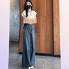 Women's High-Waisted Wide-Leg Jeans: 2025 Spring American Retro Slimming Loose Fit, Floor-Length Pants
