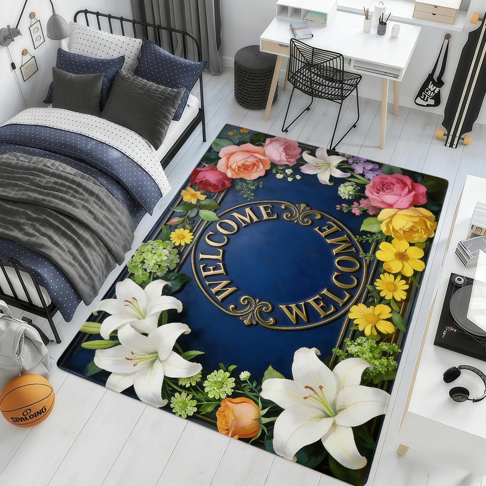 

fashion Vintage floral welcome modern hogar Bed Rug Kitchen Bath Floor Mat Hallway Balcony Carpet Entrance Doormat Decor Home 40cm x 60cm