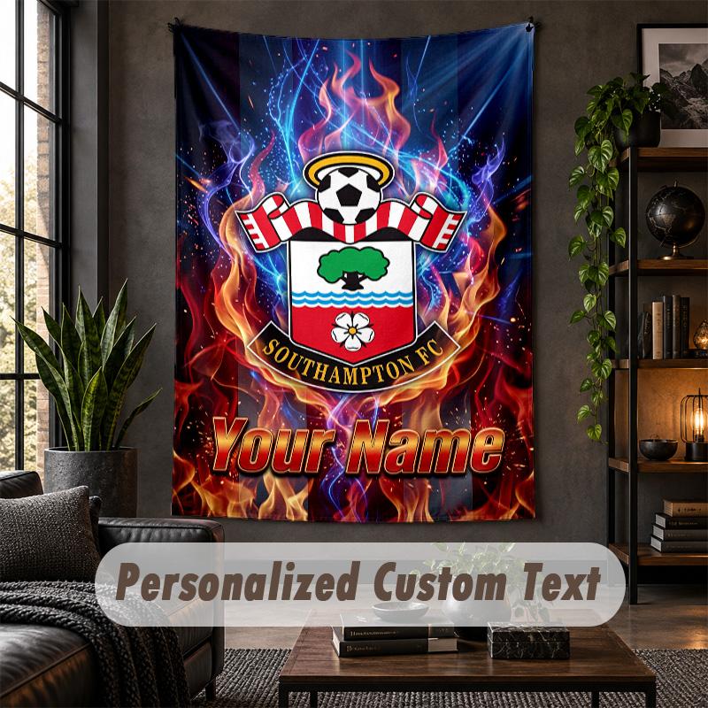 Arazzo da Parete Personalizzato, Testo Personalizzato Southampton FC, Tessuto Morbido Arte da Parete Per Decorazione Interna