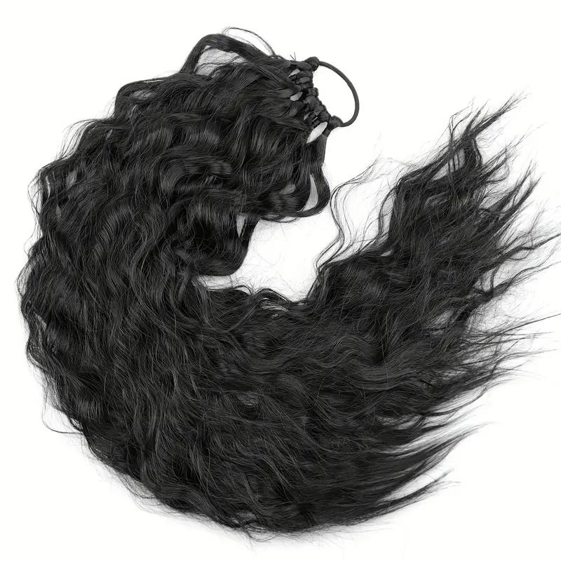 MERISIHAIR Synthetic Long Curly With Elastic Band Ponytail Extension Wrap Around Heat Resistant Pony Tail For Women Daily Wear