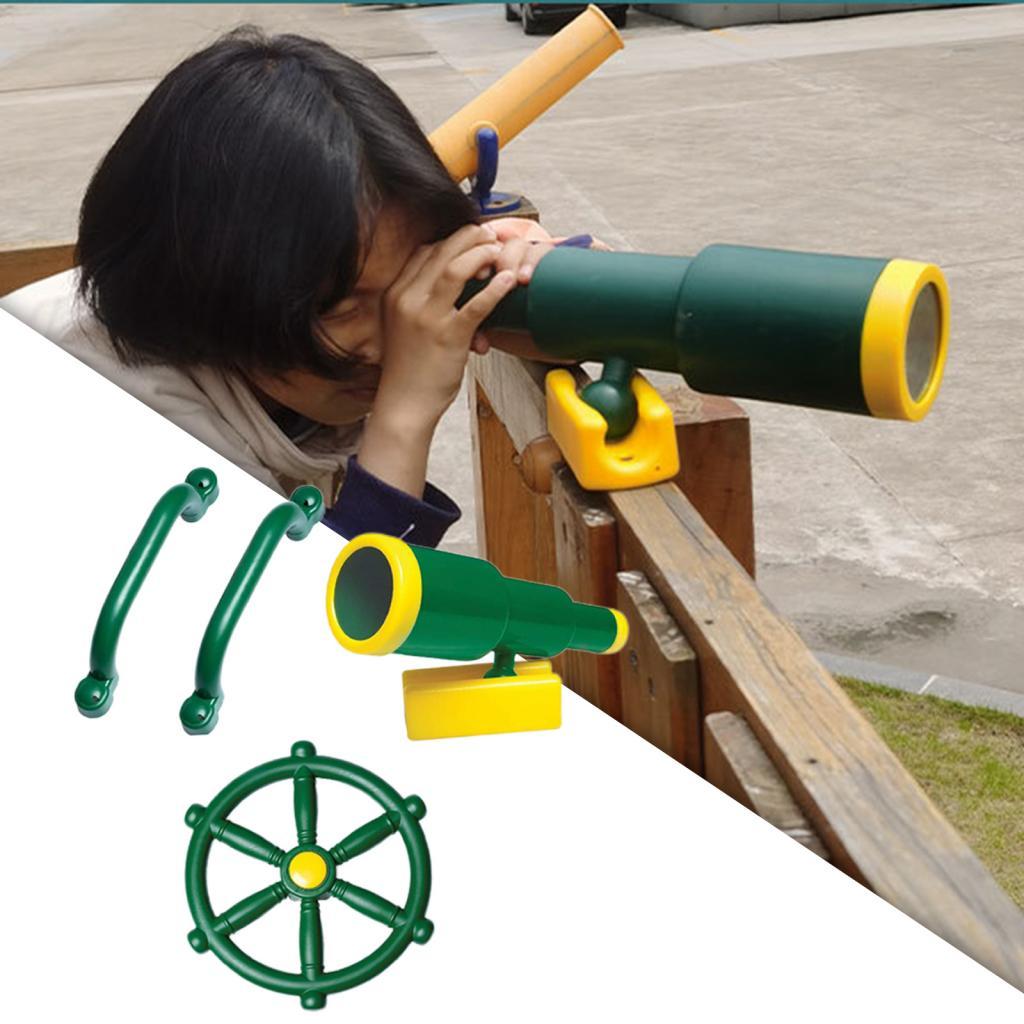Kids Pirate Telescope, Steering Handle Bars for Playhouse Gym