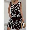Printed Fashionable Casual Elegant Breathable Round Neck Vest Dress New Style Women's Casual Skirt Vacation Women's Sleeveless Midi Dress