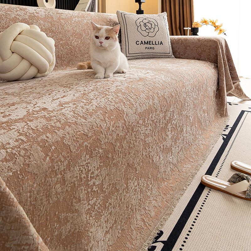 

High-End Chenier Sofa Cover With Tassels High Quality Solid Color Couch Slipcover For Pets Full Cover Anti-Wear Sofa Towel 180x130cm
