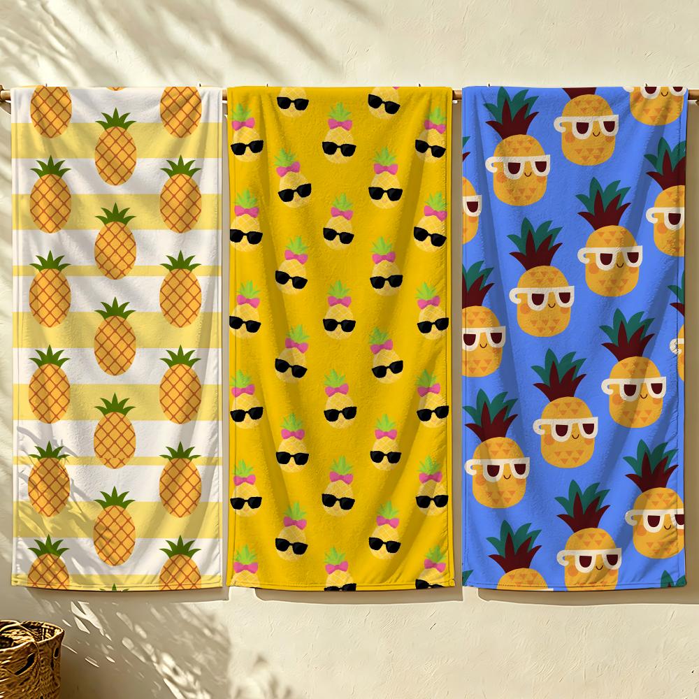 Prosop de plajă P-Pineapple Food, prosop de baie absorbant cu uscare rapidă pentru înot, sală de sport, camping, exterior