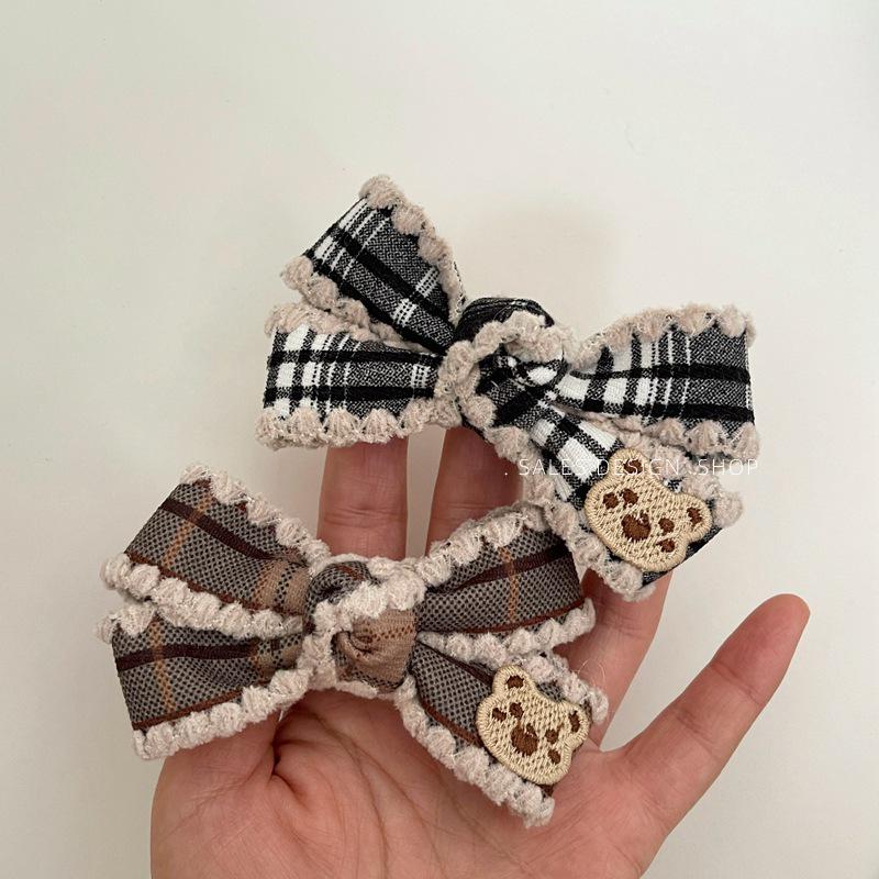 Fall/Winter Luxury Fabric Bow Bear Hair Clip: Chic, Versatile, High-End Women's Accessory