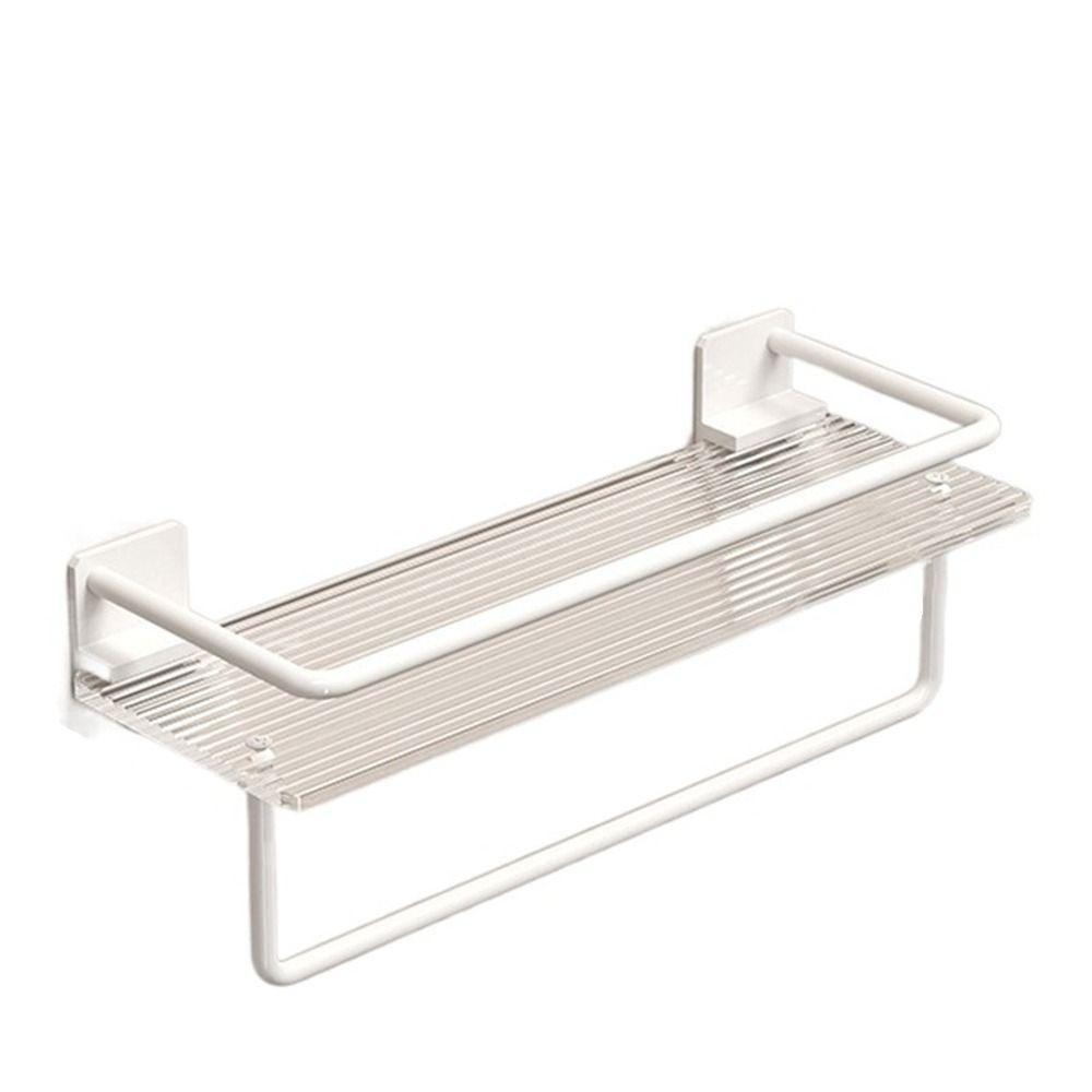 Wall Mounted Acrylic Shower Shelf Stainless Steel Storage Organizer Rack Shower
