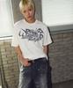 TRAVEL Calligraphy Pigment Short Sleeve T-Shirt Cream