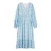 Qiu Shui Yi Ren Women's Floral V-Neck Midi Dress