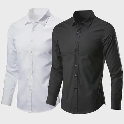 Camicia Formale a Manica Lunga Slim Fit Monocolore - Versatile e Semplice per il Lavoro o il Tempo Libero