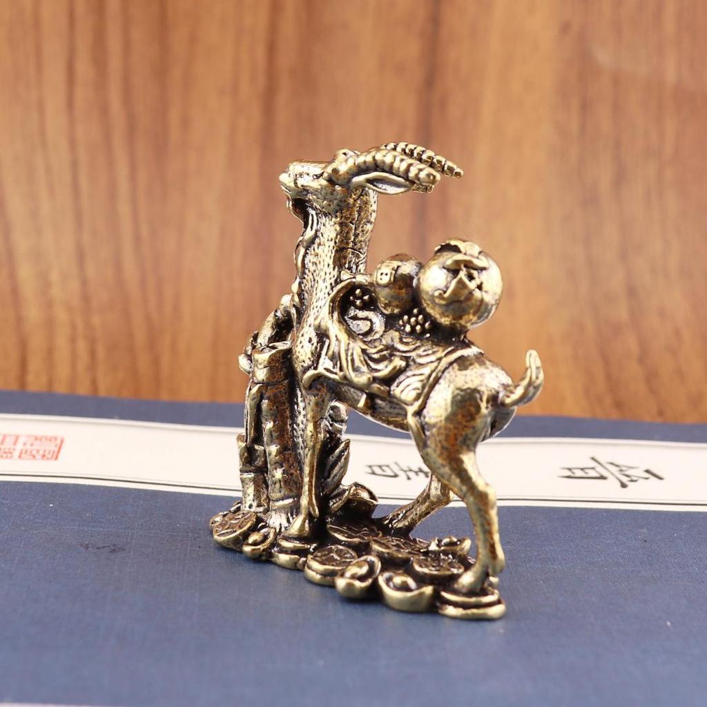 Zodiac Sheep Brass Desktop Ornament: Pure Copper Tea Pet