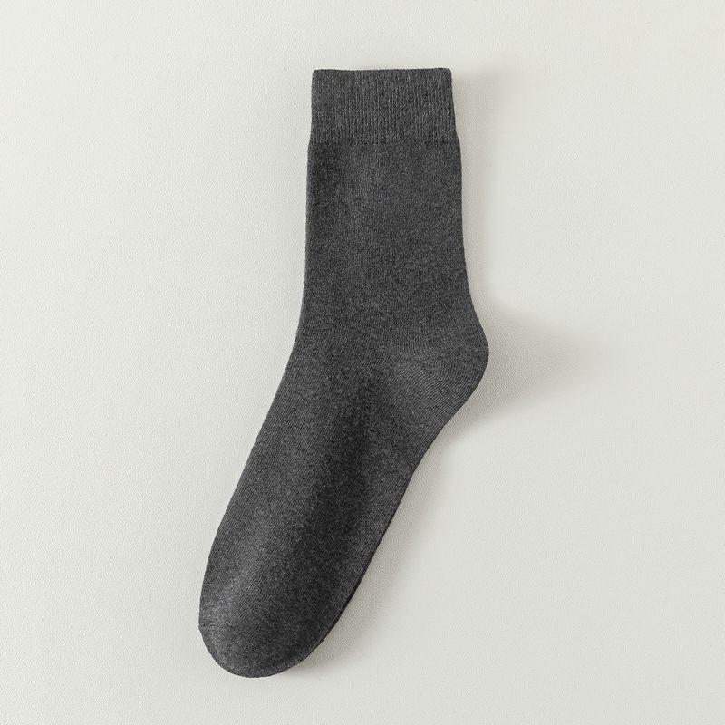 Men's Mid-Tube Solid Color Socks - Black Deodorant, Sweat-Absorbent, Business Casual for All Seasons
