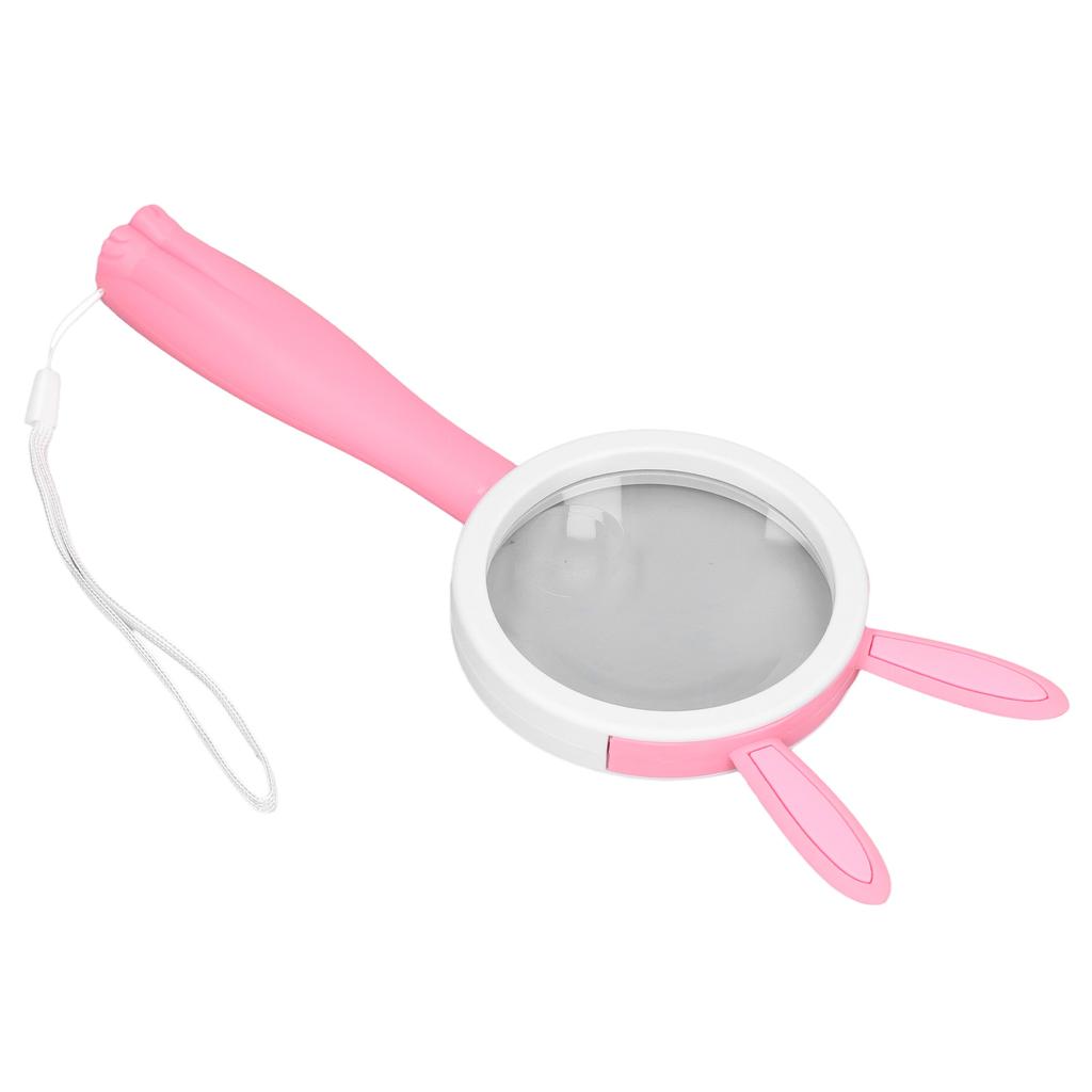 Magnifier Plastic Handle Cartoon Pink Rabbits Handheld HD ABS Comfortable Grip Reading Magnifying Glass
