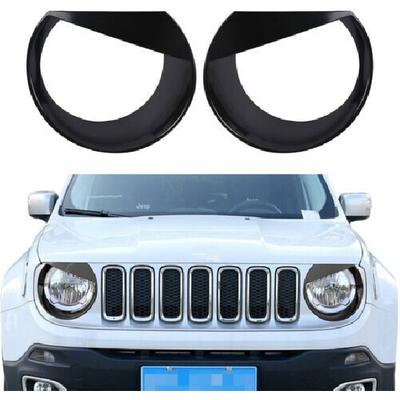 Black Headlight Cover Accessories Bezels Trim for 2015 2016 17 18 Jeep Renegade