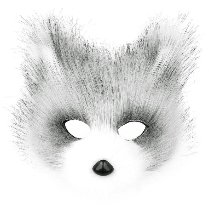 Plush Half-Face Cat Fox Mask Halloween Party Cosplay Costume Accessory Adult Unisex