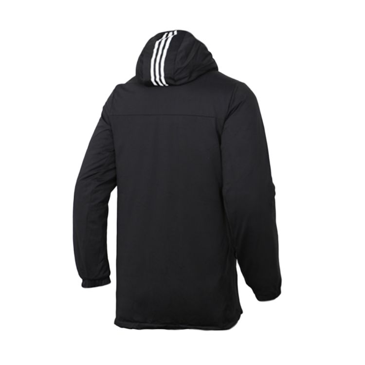 Adidas Reversible Mid-Length Hooded Color Block Striped Logo Down Jacket Men Outerwear Blue Black DM1968