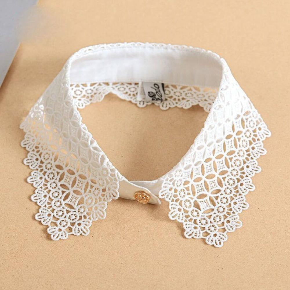 Schwarz Weiß Falscher Kragen Spitze Floral Hochzeitskleid Accessoire Mode Dekoration Kragen