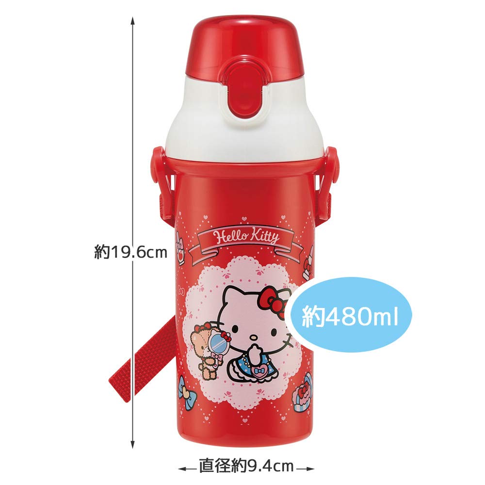 Skater Antibacterial Plastic Water Sanrio Hello Stylish Girl Made in Kids' Ag+ Bottle, 480ml, Kitty, Design, Japan, PSB5SANAG-A
