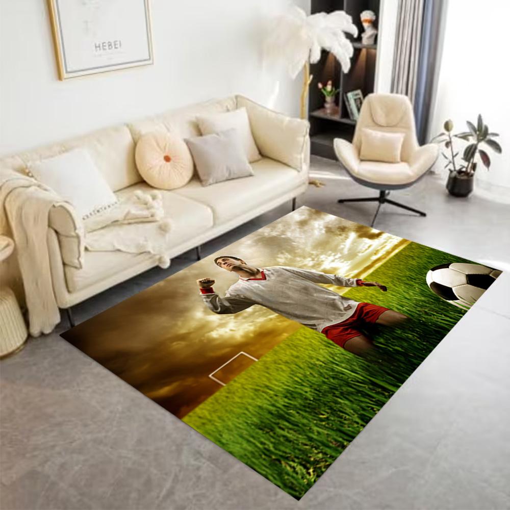 Soccer Ball Stormy Sky Floor Mat Perfect for Dining Room Outdoor Entryway Balcony Anti-slip Rug Anime Office Decor Spiritual Gift