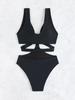 2025 European & American Solid Color Slimming Sexy One-Piece Bikini Swimsuit