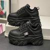 Mode Damen Schuhe Trend Weiß Schwarz Klobige Sneaker Herbst Winter Dicke Sohle Dad Schuhe Hochwertiges PU-Leder Plateau-Sneaker Neu