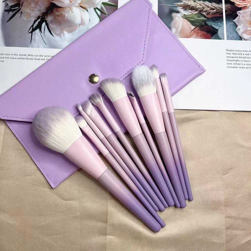 New Milk Purple 10-piece Makeup Brush Set Loose Powder Brush Blush Brush Eye Shadow Brush Portable Beginner Makeup Artist