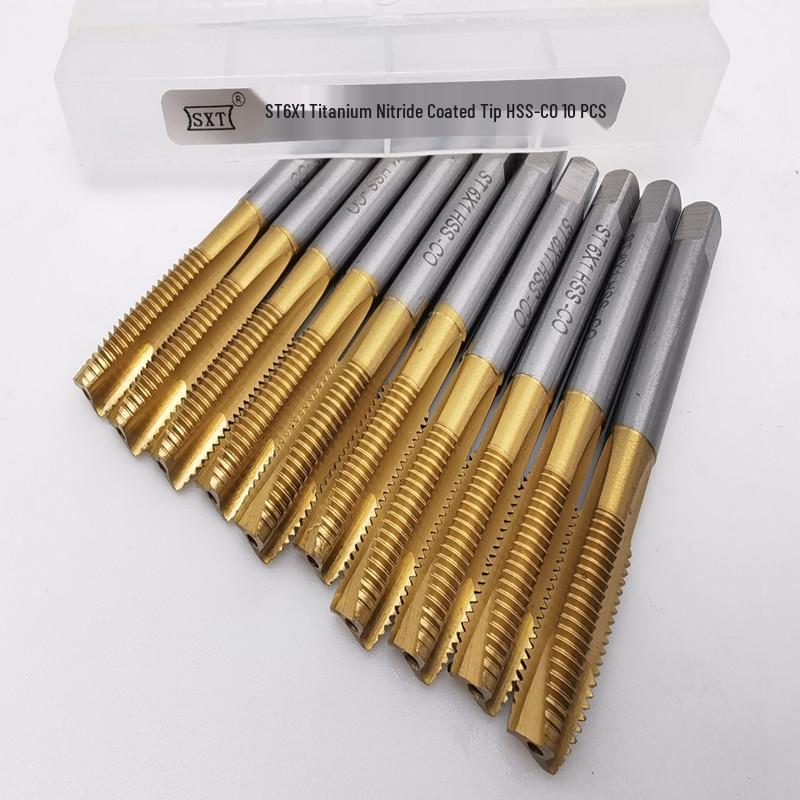 ST Titanium-Plated Spiral Taper Tap with Cobalt Coating, Sizes: ST2, ST5, ST8, ST12