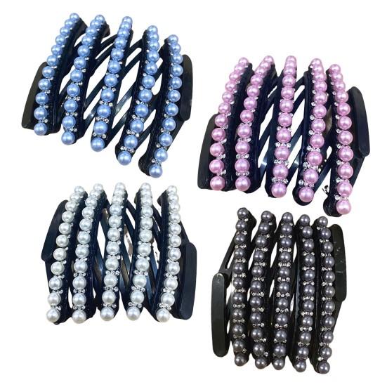 

4 шт. обручи для волос выдвижные карманные повязки на голову противоскользящие зубчатые узоры растягивающиеся стразы цветы B