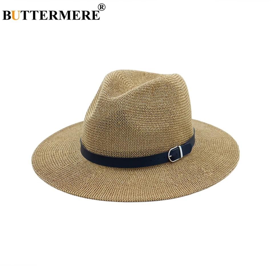 Navy Blue Beach Straw Hat Women Mens Wide Brim Elegant Panama Hat Fedora Female Casual Fashionable Summer Sun Hats Khaki Fashion