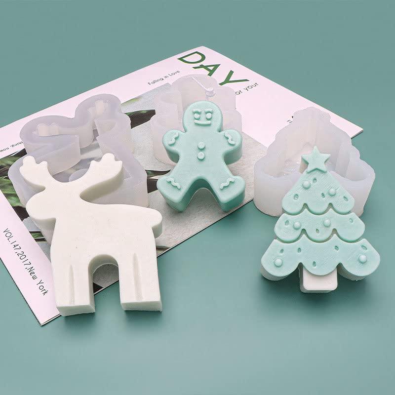 Christmas Tree Gingerbread Man Aromatherapy Plaster Candle Diffuser Stone Silicone Mold Baking Chocolate Cake Decor Making Mold