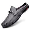 Summer Leather Casual Slip On Half Shoes For Men Loafers Flats Slippers Breathable Luxury Shoes Brand Designer