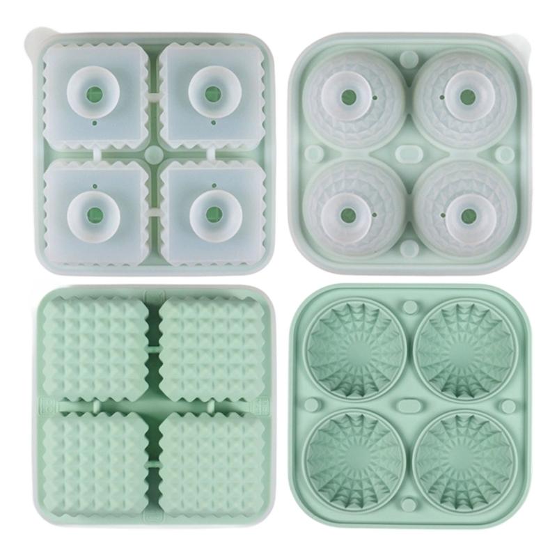 2 Pack Creative Geometric Ice Cubes Molds Silicone Ice Ball Tray For Cocktails Whiskey Nonstick Kitchenwares