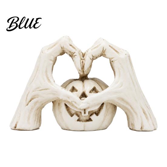Dark Style Tabletop Sculpture Gothic Skeleton Heart Hand Sculpture Spooky Halloween Resin Abstract Pumpkin Statue Horror Party Decoration