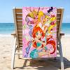 1pc W-Winx Club Beach Towel, Beach and Seaside Swimming Pool Equipment, Fashion Pattern, Rectangular, Travel Essentials
