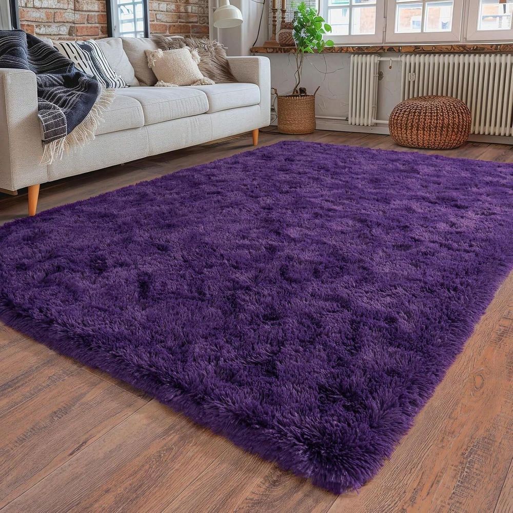 

Shag Rugs for Bedroom, Purple Fluffy Shaggy Rugs for Living Room, Luxury Modern Plush Carpet Girls Boys Room Dorm Indoor Home De 50*80CM