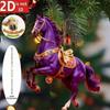 2Pcs Horse Pendant 2D Acrylic Animal Charm Christmas Tree Door Window Wall Hanging Ornament Automotive Decoration